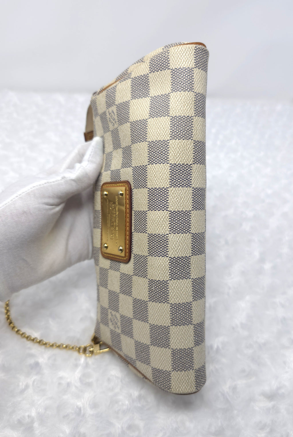 L V Azur Eva Clutch Damier